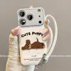 Adequado para capas de celular Apple 18 Pro Max e iPhone 18 Pro, apresentando um design de filhote de cachorro de cabelo marrom