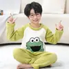 2026 Nuevos Pijamas de Franela para Niños Otoño e Invierno Cálido Más Terciopelo Niñas Niños Medianos y Grandes Conjunto de Forro Polar de Coral para Niñas