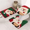 Regalo de Navidad Juego de Tres Piezas para Piso de Baño Alfombrilla para Inodoro en Forma de U Alfombrilla Antideslizante para Pies de Baño Franela Absorbente