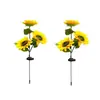 Nueva Luz Solar de Girasol para Jardín Transfronteriza de una Sola Cabeza Tres Cabezas Decoración de Césped Patio Jardín Luz de Paisaje de Atmósfera