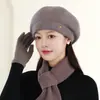 Boina Estilo Coreano para Mujer Moda Otoño e Invierno Versátil Sombrero de Madre para Personas de Mediana Edad y Mayores Protección Cálida para el Cuello Sombrero de Lana para Abuela