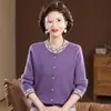 Roupas Femininas para Meia-Idade e Idosos Roupas Estilosas para Mães Tops de Primavera e Outono Roupas da Moda para Pessoas de Meia-Idade Cardigan de Tricô de Primavera Feminino Solto