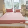 Lençol de Elástico Peça Única Espesso, Classe A, Cor Sólida, Algodão Lavado, 60 Fios, Roupa de Cama Grau Materno e Infantil, Capa de Lençol de Elástico Imitação de Algodão Puro para Verão