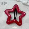 Pasador de Pelo de Cuero con Puntos Rojos Ankora para Mujer Flequillo Lateral Cabello Suelto Pinza Bb Tocado Elegante Pasador de Estrella Otoño