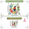 Adesivos de janela tropicais aquarelados variados com papagaios e borboletas, para vitrines e portas de vidro, adesivos eletrostáticos para vidro, visíveis dos dois lados