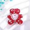 Colorido oso de corazón de cerámica suave con incrustaciones de diamantes, cuentas de agujero recto, collar DIY, pulsera de cuentas, accesorios para llavero