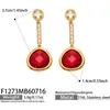 Brincos Mili Ultra Brilhantes de Pedra de Vidro Multifacetada Três Cores com Zircônia Aço Inoxidável Banhado a Ouro 18K Acessórios Femininos Brincos Ornamentos de Orelha Brincos
