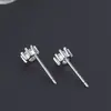 Brincos Clássicos Mini de Oito Garras Estilo Coreano para Mulheres, Brincos Curtos Brilhantes com Diamante Único Redondo, Brincos Simples de Zircônia com Seis Garras