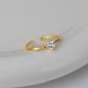 Nalan S925 Prata Esterlina Fresco e Doce ins Estilo Nicho Design Sense Anel Facetado de Quatro Garras com Diamante Único R02253