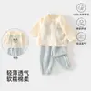 Conjunto Dividido Infantil 100% Algodão Gaze Roupas de Casa para Bebê Roupas para Ar Condicionado Cardigã Fino de Verão Calça Repelente de Mosquitos Roupas de Bebê