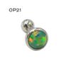 Pendientes de Acero Inoxidable con Ópalo Transfronterizos 16G Pendientes de Ópalo Perforados Color Fuego Color Acero Baosteel Australiano Pendientes de Tornillo