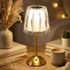 Lámpara de Mesa LED Metálica Nórdica, Lámpara de Ambiente Simple para Mesita de Noche de Dormitorio, Lámpara de Huracán Recargable, Lámpara de Mesa Creativa Regulable