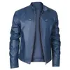 Chaqueta de cuero de alta calidad para hombre con cuello mao, corte ajustado, decoración de bolsillo con cremallera, ropa de motocicleta para hombre, transfronteriza 2026