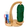 Estante de Hilo de Bambú y Madera Estante de Almacenamiento de Herramientas de Tejido con Agujero de Almacenamiento para Tijeras de Crochet Estante para Colocar Madejas de Hilo