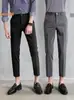 Calça Social Masculina Elegante Estilo Coreano 2025 Nova Marca Tendência Cabeleireiro Slim Fit Elástica Afunilada Calça Social