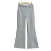2537-25 Novo Estilo de Inverno Estilo Americano Calças Quentes de Lã para Outono e Inverno com Bolsos Traseiros e Detalhes Listrados, Calças de Moletom Largas Levemente Flare Calças Casuais