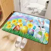 Felpudo de Diatomeas para Pascua Transfronterizo, Alfombrilla Antideslizante Absorbente de Agua para Baño, Felpudo para Puerta de Entrada con Decoración de Conejo y Huevo