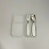 Cuchara Infantil Acero Inoxidable 304 Tenedor Vajilla Doméstica Suplemento Alimenticio para Bebés Cuchara Alimentadora Creativa Postre Tenedor Pequeño