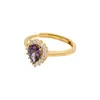 Anillo Abierto Ajustable Xuping Europeo y Americano Transfronterizo de Aleación de Cobre Galvanizado Color Oro de 14 Quilates Incrustado con Piedra Artificial Lujo Ligero