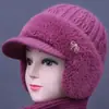 Gorros de otoño e invierno para mujer, madres de mediana edad y mayores, gorros de punto con protección para las orejas, gorros cálidos con forro de polar para abuelas