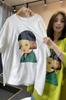 Camiseta de manga corta con estampado de dibujos animados "Little Beauty" para mujer, tallas extra grandes (1-150 kg). Ideal para el verano. Diseño moderno.