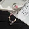 Colgante para teléfono de corazón con cuentas, estilo retro, tie-dye, llavero corto versátil y accesorio para bolso