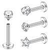 G23 rosca interna cravo de nariz cravo de orelha osso cravo liga de titânio garra de diamante dente interno quatro garras zircônia redonda cravo de lábio de titânio atacado