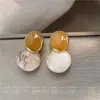Pendientes de Moda Color Caqui Diseño Estilo Hong Kong para Mujer, Versátiles y Sencillos, Estilo Popular, Pendientes de Gama Alta, Joyería para Orejas de Lujo Ligero y Elegante