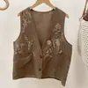 Novo Colete Bordado de Algodão e Linho Estilo Chinês, Moda Verão Nova Artístico Tendência Estiloso Sem Mangas Jaqueta para Mulheres