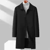 Casaco Masculino de Lã Dupla Face com Lapela Longa Jaqueta de Negócios com Forro de Penas Removível Espessado Outono/Inverno Roupa para Pai