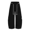 Y6049 Calça Jogger Casual Unissex Estilo Retrô High Street Americana Cor Sólida Design Multibolsos Masculina Modelagem Solta Perna Curva