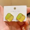 Brincos de Resina Color Block Geométricos Frescos de Verão para Mulheres, Luxo Leve, High-End, Estilosos, Versáteis, Acessórios de Orelha da Moda