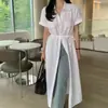 Estilo Chic Coreano 2026 Verano Nuevo Versión Coreana Sencillo Vestido Camisa de Botones Únicos Falda de Longitud Media