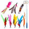 Conjunto de Brinquedo para Gatos Transfronteiriços para Animais de Estimação Caterpillar Feather Cabeça de Substituição Retrátil Vara de Pesca para Gatos Interativo