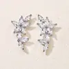 Pendientes Florales Largos de Zirconia de Lujo para Comercio Exterior, Pendientes de Alta Gama para Bodas y Novias, Disponibles para Dropshipping