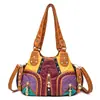 Bolso de mujer transfronterizo Nuevo 2020 cuero lavado al agua auténtico bolso de motocicleta moda color sólido bolso de hombro de mujer venta al por mayor