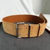 Novo estilo coreano Dongdaemun-style Double Needle Suede Wide Belt Vintage Silver Buckle Cow Two-layer Suede Belt Women