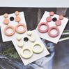 Venta Caliente Transfronteriza Nuevos Pendientes de Madera Vintage Europeos y Americanos Anillo de Color en Contraste Pendientes Largos de Madera Tachuelas para Oreja Personalidad Exagerada Mujeres