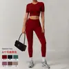 Nuevo conjunto de ropa de fitness transfronteriza para otoño e invierno para mujer, ajustado, alta elasticidad, secado rápido, Pilates, conjunto de yoga de cintura alta