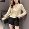 2025 Chaqueta Cárdigan Suéter de Punto para Mujer Estilo Nuevo de Primavera Abrigo Delgado Calado Corto para Mujer Estilo Occidental Fragancia de Principio de Primavera