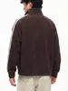 Moletom Muqiu Masculino Estilo Retro Americano Listrado Texturizado Gola Alta, Jaqueta Coach Casual Solta Masculina