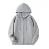Sudadera con capucha casual estilo coreano para mujer, otoño e invierno, forrada de polar, gruesa, corte holgado, chaqueta cárdigan con cremallera