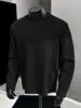 Camiseta Patchwork Desconstruída Americana Gola Redonda Manga Longa para Homem Outono Tendência Marca Solta Boxy Moletom Cor Sólida Camada Base Top