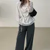 Camisa de Estilo Perezoso con Cuello Drapeado de Encaje y Cordones en la Cintura, Estilo Francés, para Mujer, de Dongdaemun, Corea del Sur