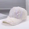 2025 Nueva Gorra de Béisbol Versátil de Moda Hecha a Mano con Pedrería y Perlas, Tendencia de Nicho, Transpirable para Adelgazar el Rostro, Sombrero para el Sol
