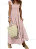 2026 Estilo Europeu e Americano Site Independente Amazon Verão Elegante Vestido Feminino Patchwork Xadrez Alça Elástica Flare
