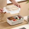 Caja de Almuerzo Estilo Japonés de Paja de Trigo para Estudiantes Oficinistas Almuerzo Caja de Almuerzo Calentamiento en Microondas Taza de Agua Traje