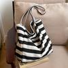 Estilo coreano Casual Artístico Bolsa de Lona Elegante Moda Contraste Cor Bolsa Moda Fresco Bolsa de Ombro Listrada Bolsa Feminina