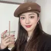 Boina de Lana Otoño Nuevo Estilo Coreano Sombrero de Viento Melard Estilo Japonés Versátil Estilo Británico Sombrero de Pintor con Letra para Mujer