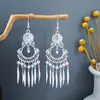 Pendientes de Borla de Plata Miao Estilo Étnico, Pendientes de Borla Turquesa Bohemios, Pendientes de Atracción Turística de Minorías Étnicas